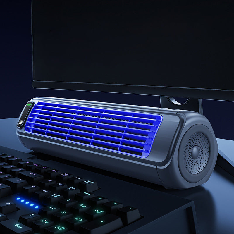 Moderne bladloze draadloze luchtkoeler. Deze draagbare ventilator biedt snelle, stille zomer verkoeling in elke ruimte.