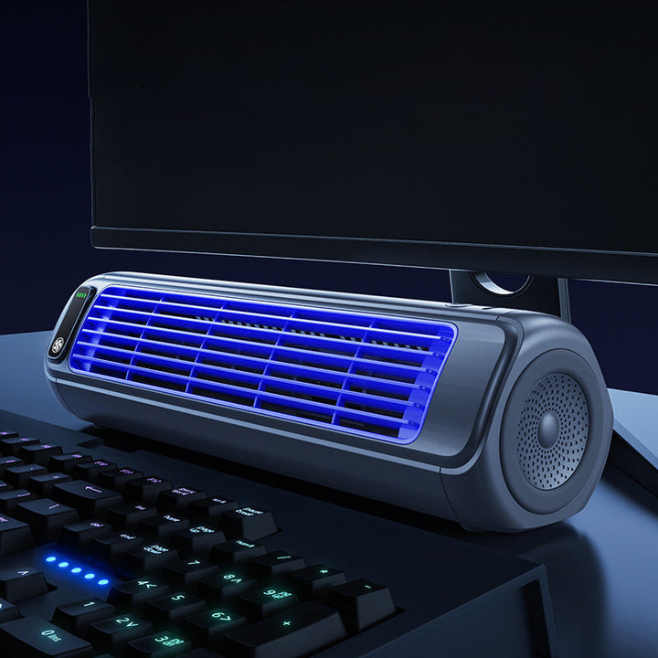 Moderne bladloze draadloze luchtkoeler. Deze draagbare ventilator biedt snelle, stille zomer verkoeling in elke ruimte.