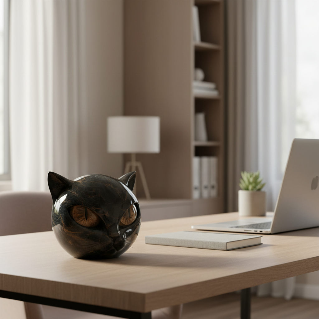 Elegant NoirCat kattenbeeld in hoogglans zwart, ideaal voor modern interieur en huisdecoratie.