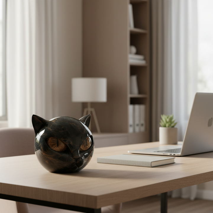 Elegant NoirCat kattenbeeld in hoogglans zwart, ideaal voor modern interieur en huisdecoratie.