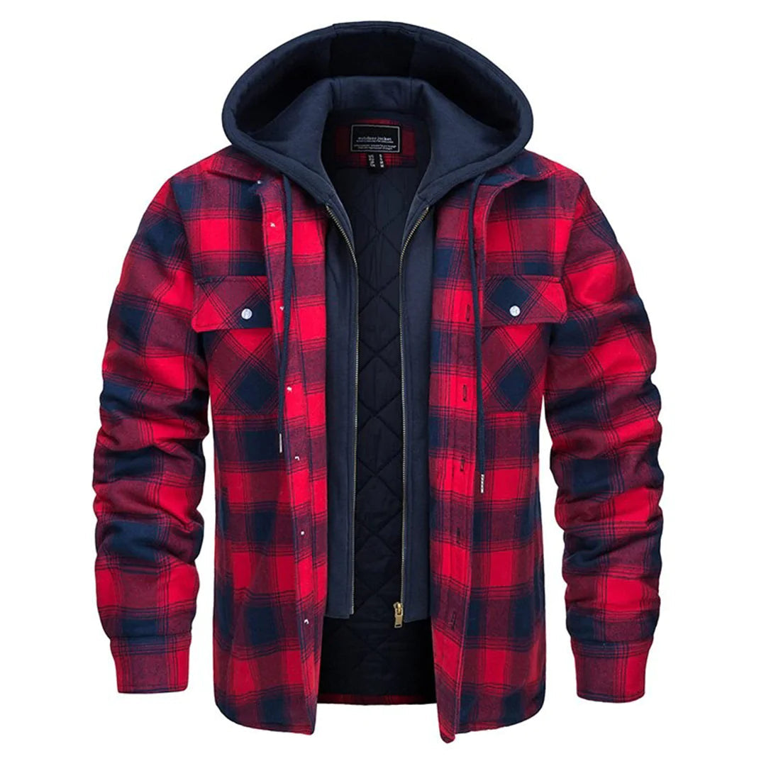 Casual geruite heren winterjas; perfect voor een trendy look en bescherming tegen de kou.