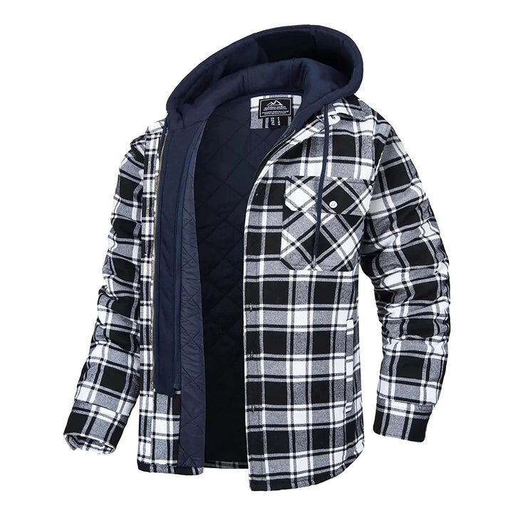 Trendy geruite herenjas met plaid design; stijlvolle en warme optie voor herfst en winter.