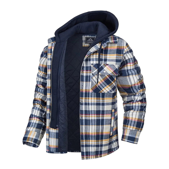 Stijlvolle geruite herenjas; perfecte herfst-/winterjas die comfort en warmte biedt.