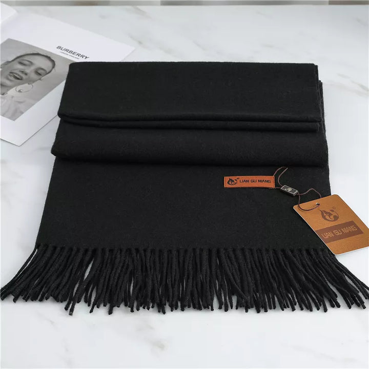 Dames Krystal kasjmier sjaal, warm, stijlvol en met trendy kwastjes.