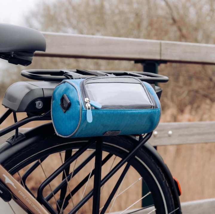 Testwinnaar fietstas met waterdicht touchscreen. Optimale bescherming voor je telefoon tijdens lange fietstochten.
