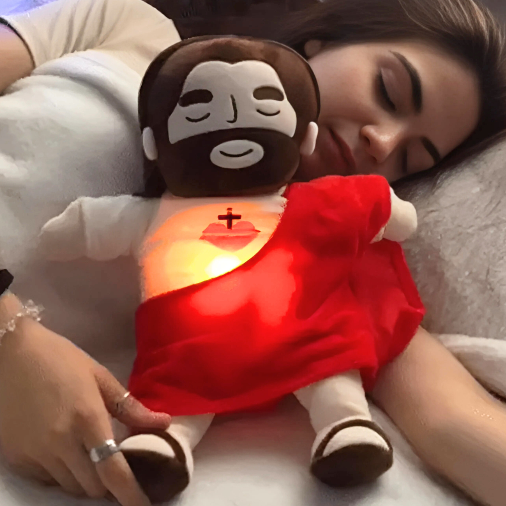 Pluche knuffeldier met rustgevende ademhaling en zacht licht, ideaal als inslaaphulp voor baby's en kinderen.