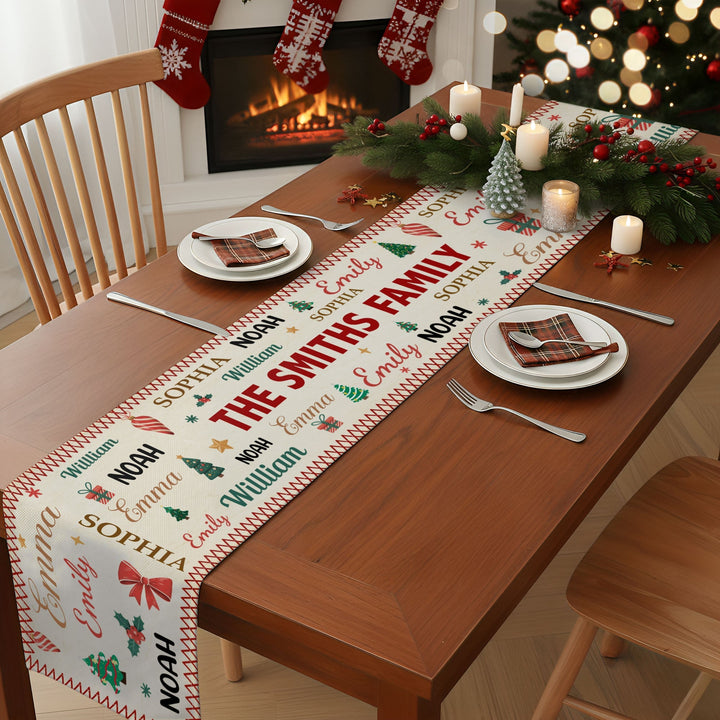 Polyester kerst tafelloper voor eettafel, unieke decoratie voor een sfeervol kerstdiner.