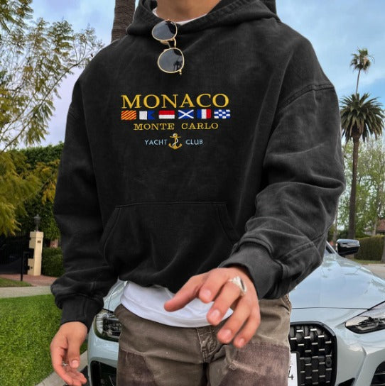 Stijlvolle heren Monaco Yacht Club hoodie, casual bovenkleding met luxe uitstraling voor de moderne man.