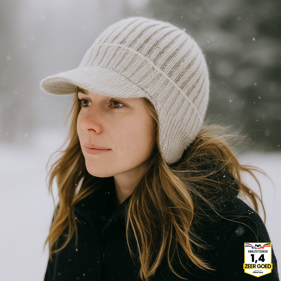 Comfortabele gebreide wintermuts FjordWarm; unisex beanie met zachte oorbescherming, ideaal voor koud weer.