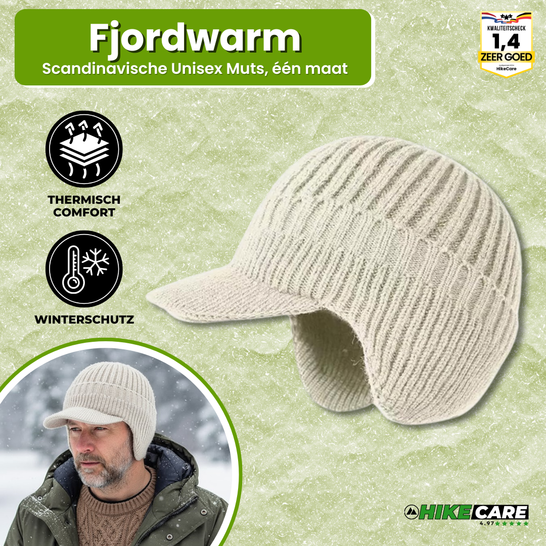 FjordWarm unisex Scandinavische wintermuts met oorbescherming; gebreide beanie voor warmte bij koud weer.