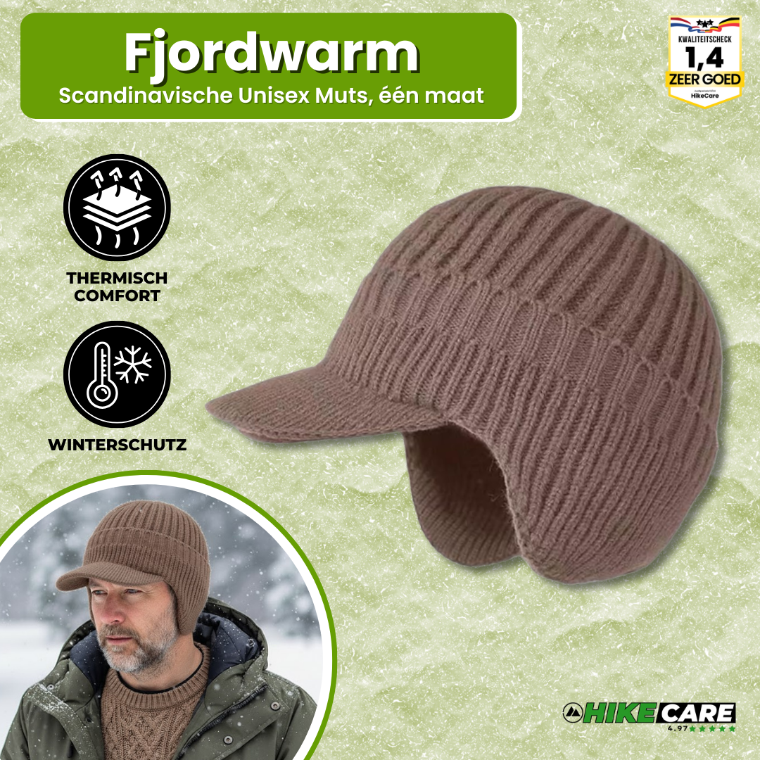 Zachte FjordWarm wintermuts, gebreide unisex beanie met oorbescherming. Een warm accessoire voor koud weer.