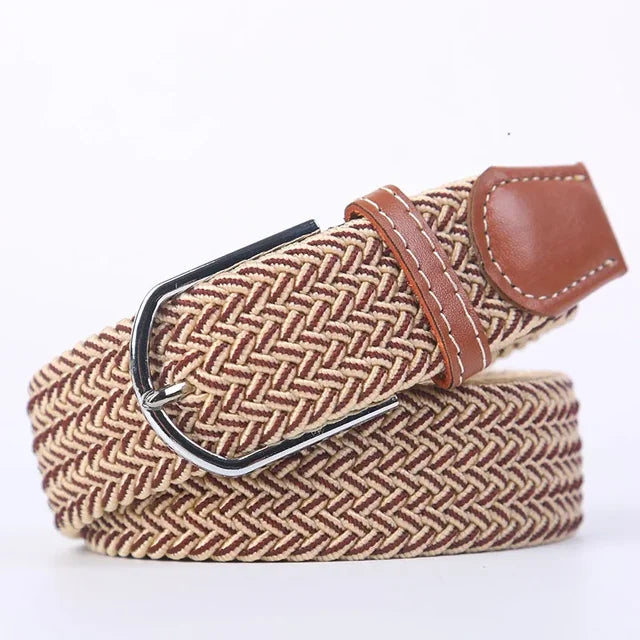 Zwarte imitatieleer riem, elastisch, unisex, voor een slank en modern silhouet.