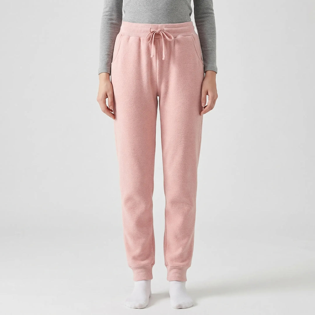 Zachte dames fleece joggerbroek Karen. Comfortabele, warme loungekleding of vrijetijdsbroek.