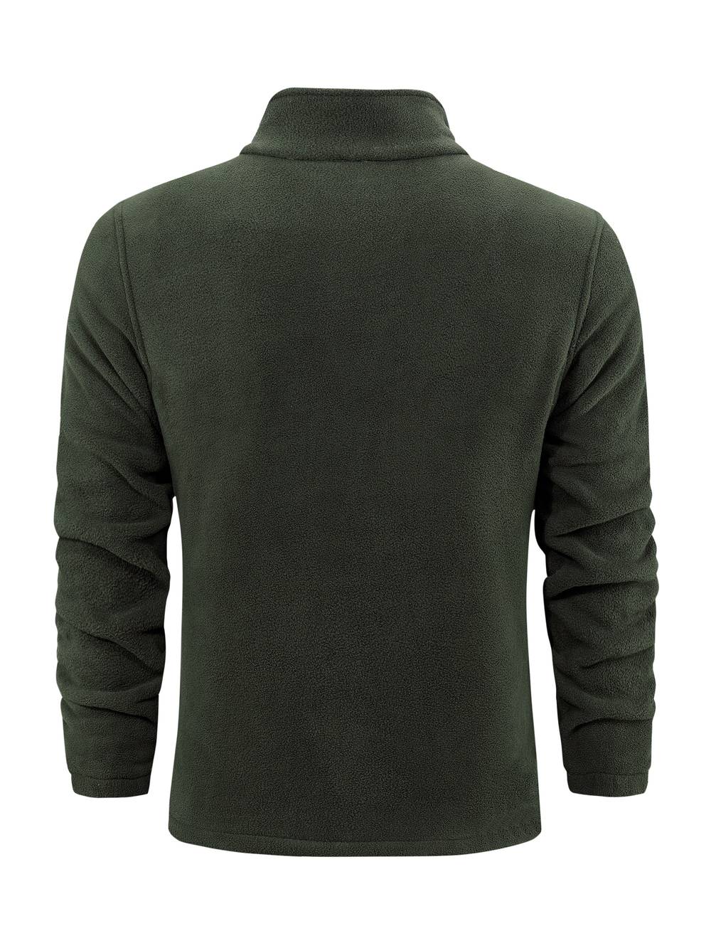 Plat gelegd warm herenvest van fleece met opstaande kraag en ritssluiting; essentiële comfortabele bovenkleding.