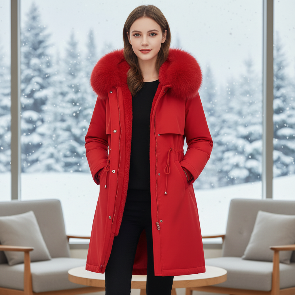 Dames winterparka Silvia met capuchon, warm en comfortabel. Ideale damesjas voor koude dagen.