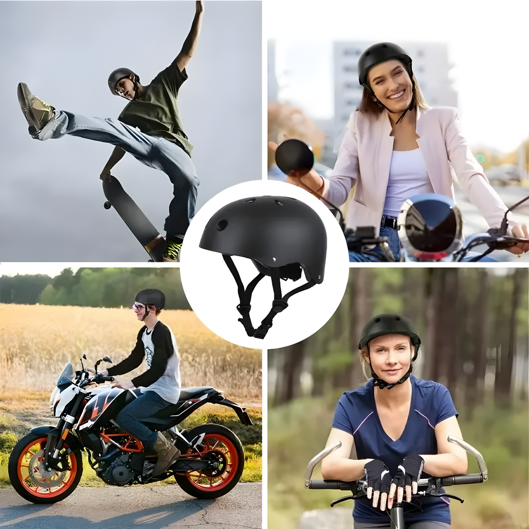 Persoon draagt de SafeRide unisex fietshelm, perfect voor veilig en comfortabel outdoor fietsen.