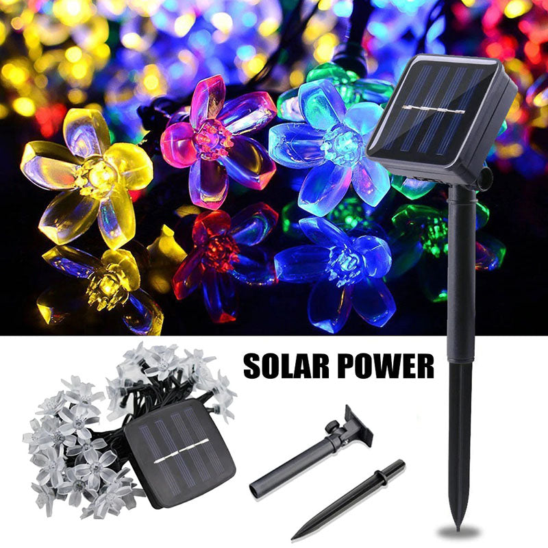 Bloem solar prikspotjes voor paden of borders. Sfeervolle LED buitenverlichting op zonne-energie, tuindecoratie.