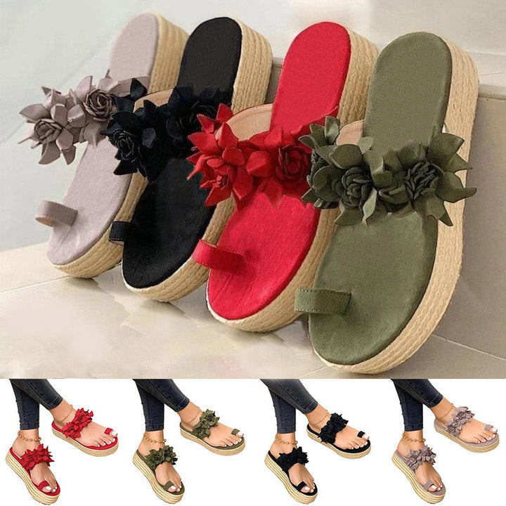 Groene dames sandalen met bloemen, comfortabel en modieus. Essentiële zomerstijl voor elke vrouw.