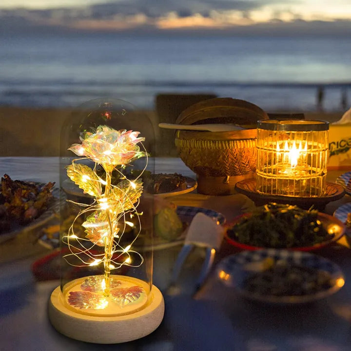 Rozenlamp met warme led verlichting, ideaal voor Valentijnsdag of Moederdag cadeau.