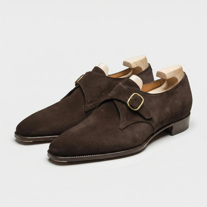 Comfortabele donkerbruine monk-strap herenschoen 'Doyle', perfect voor zakelijk gebruik, met slipvaste zool.