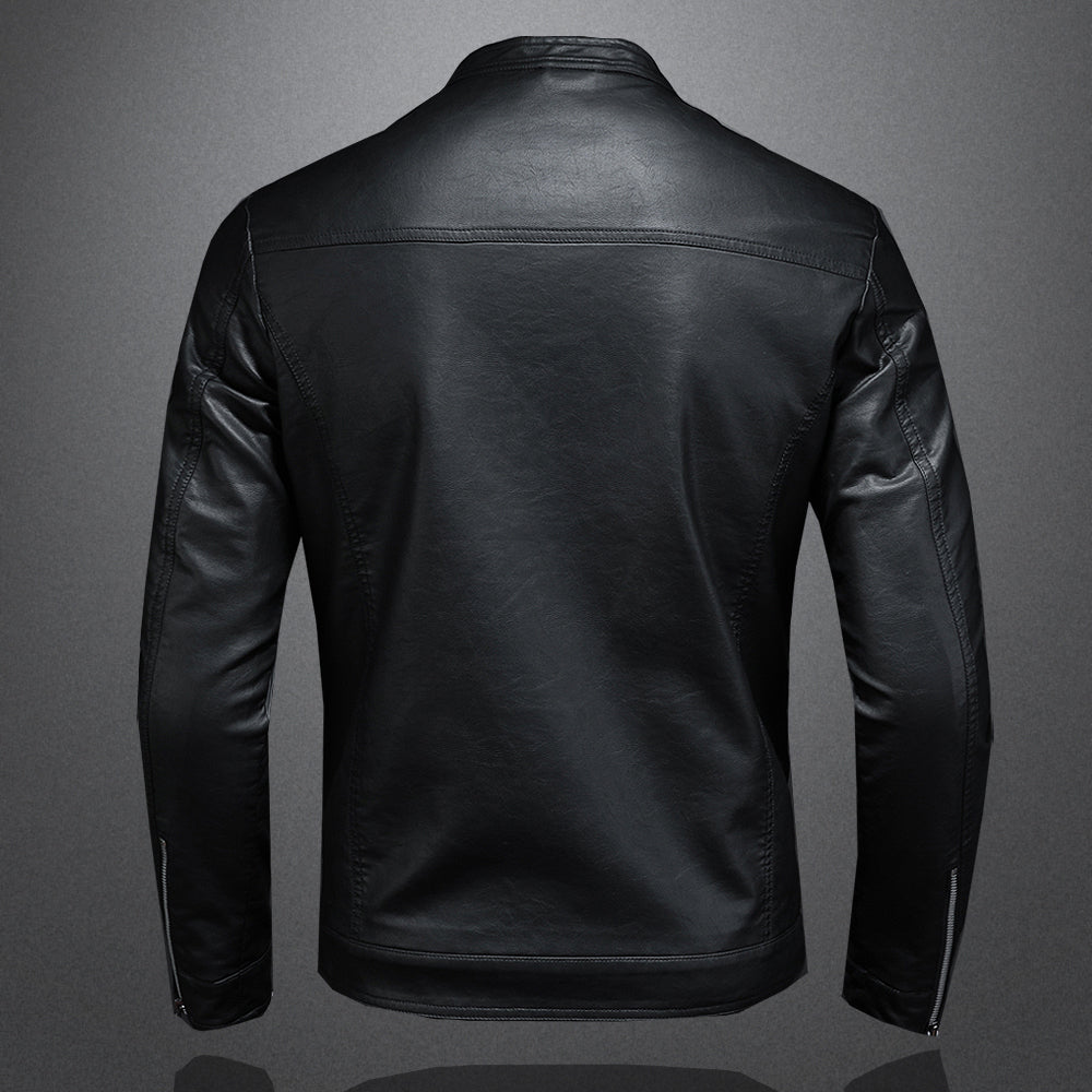 Comfortabele zwarte heren leren jas uit de nieuwe collectie, een must-have voor elke stijlvolle heren garderobe.