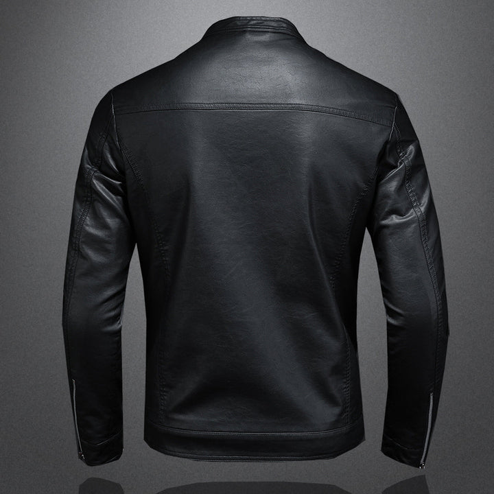 Comfortabele zwarte heren leren jas uit de nieuwe collectie, een must-have voor elke stijlvolle heren garderobe.