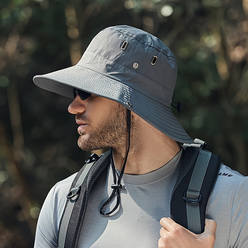 Ademende unisex zonnehoed, lichtgewicht en opvouwbaar, met brede rand. Comfortabel voor wandelen en lange dagen buiten.