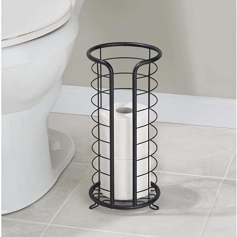 Witte vrijstaande rvs toiletrolhouder, modern opbergen voor je toiletrollen in de badkamer.
