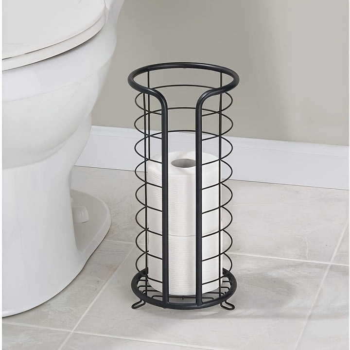 Witte vrijstaande rvs toiletrolhouder, modern opbergen voor je toiletrollen in de badkamer.