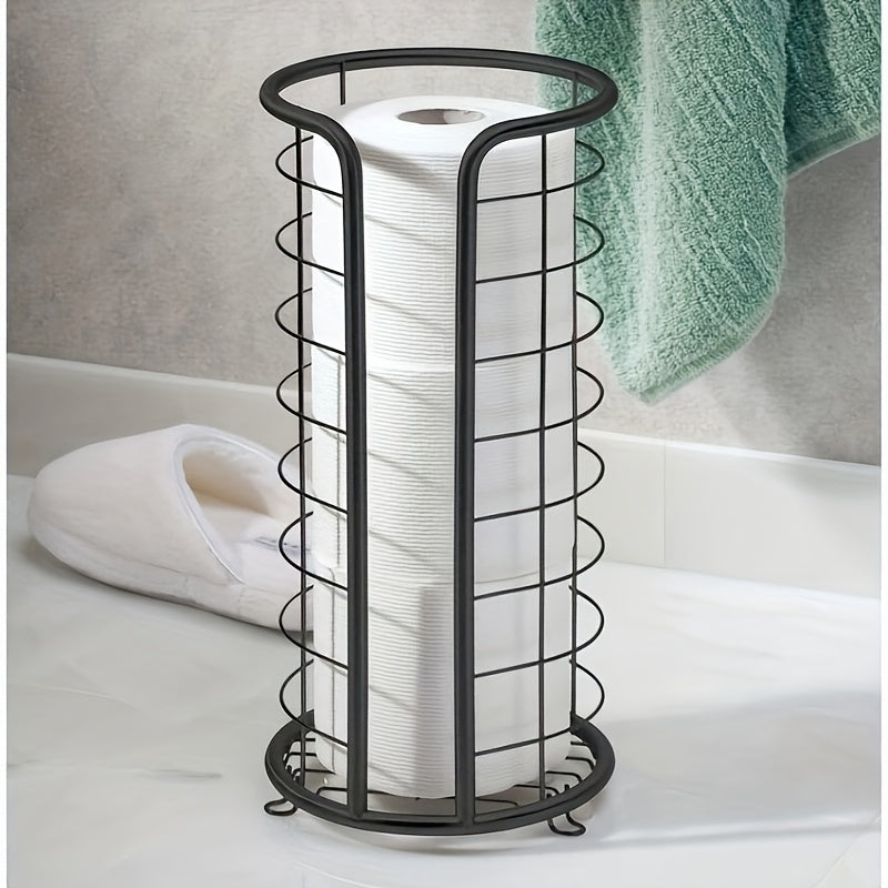 Unisex vrijstaande toiletrolhouder van rvs, zeer praktisch en gemakkelijk te plaatsen.