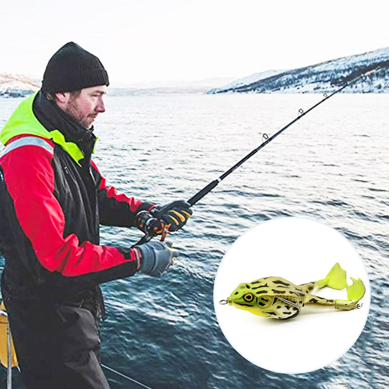 Groen en geel kikker kunstaas, zachte softbait voor vissen. Ideaal vissersbenodigdheden.