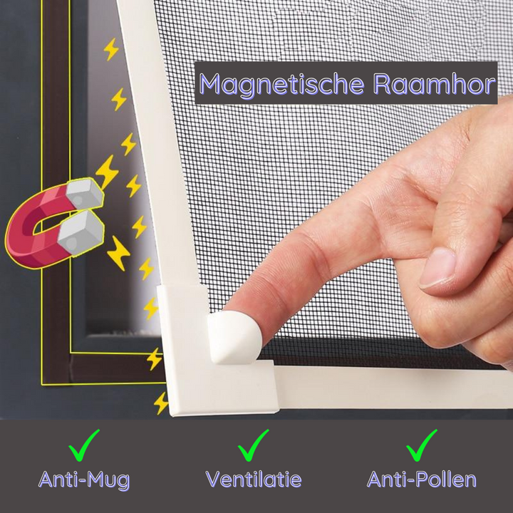 Witte magnetische raamhor, perfecte insectenwering voor uw huis.
