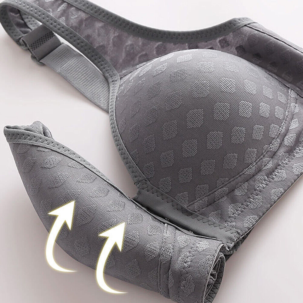Zwarte comfortabele dames BH met voorsluiting, zachte anti-verzakking steun.