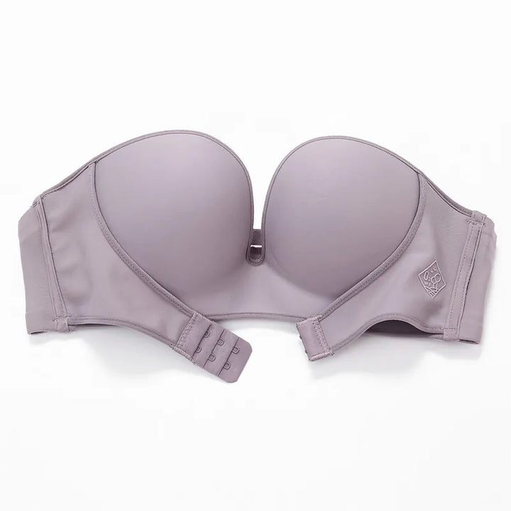 Veelzijdige strapless push-up bh voor elke outfit, met voorsluiting. Onzichtbaar ondergoed.