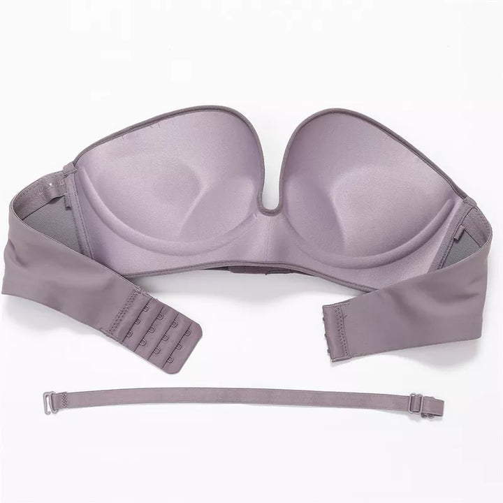 Zachte naadloze strapless bh met voorsluiting voor ultiem draagcomfort onder zomerkleding.