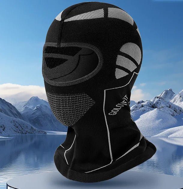 Warme hoofdbescherming en gezichtsmasker van fleece, ademend en winddicht voor extreme kou. Unisex model.