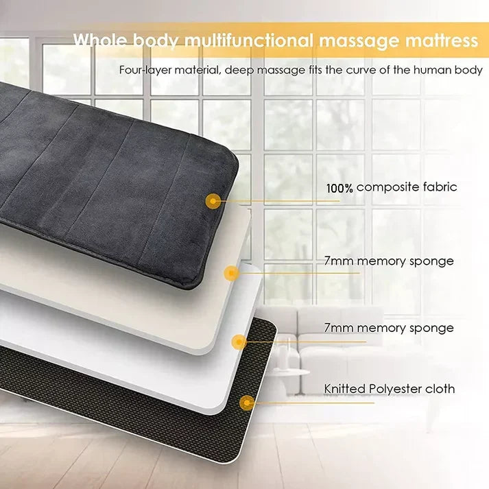 Ontspannende shiatsu massagemat met verwarmde zones voor het hele lichaam; verlicht stress.