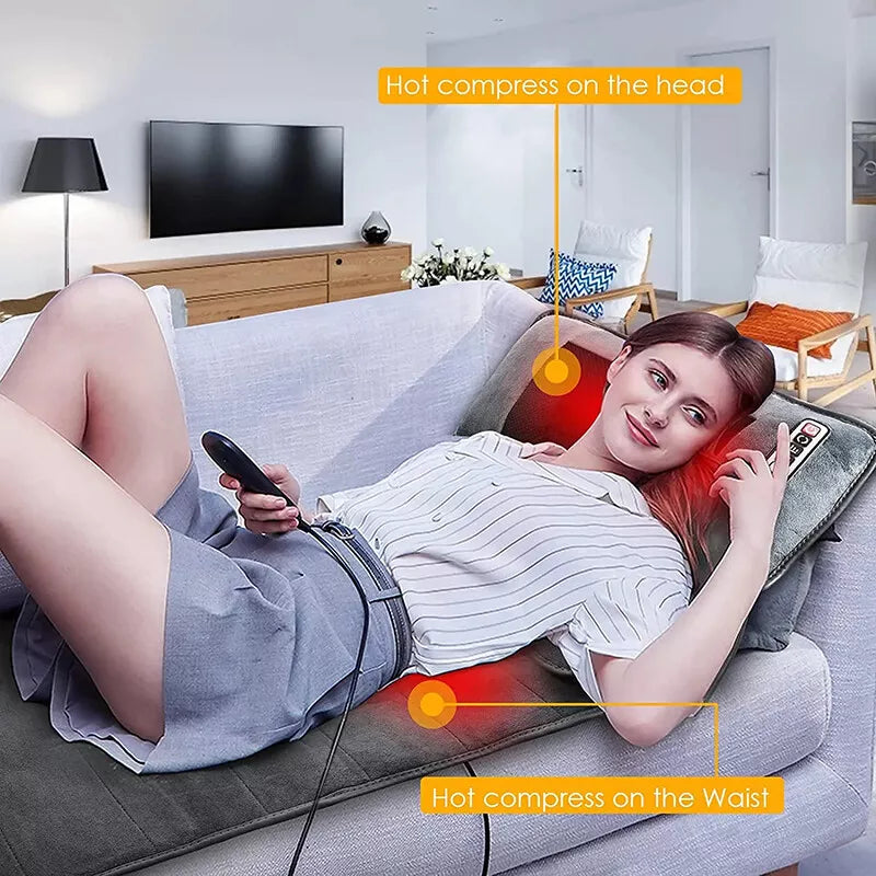 Elektrische massagemat met shiatsu massage, vibratie en warmte; voor diepe ontspanning.
