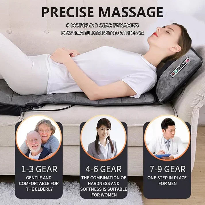 Comfortabele shiatsu massagemat met warmte; bevordert relaxen en verlicht spierspanning.