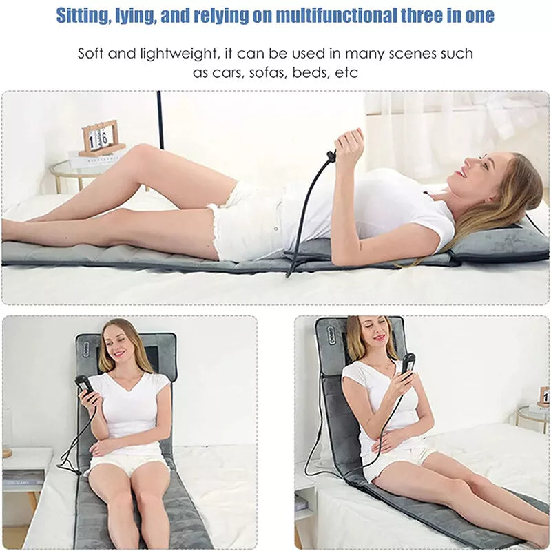 Full-body shiatsu massagemat met instelbare warmte voor welzijn en spierherstel thuis.