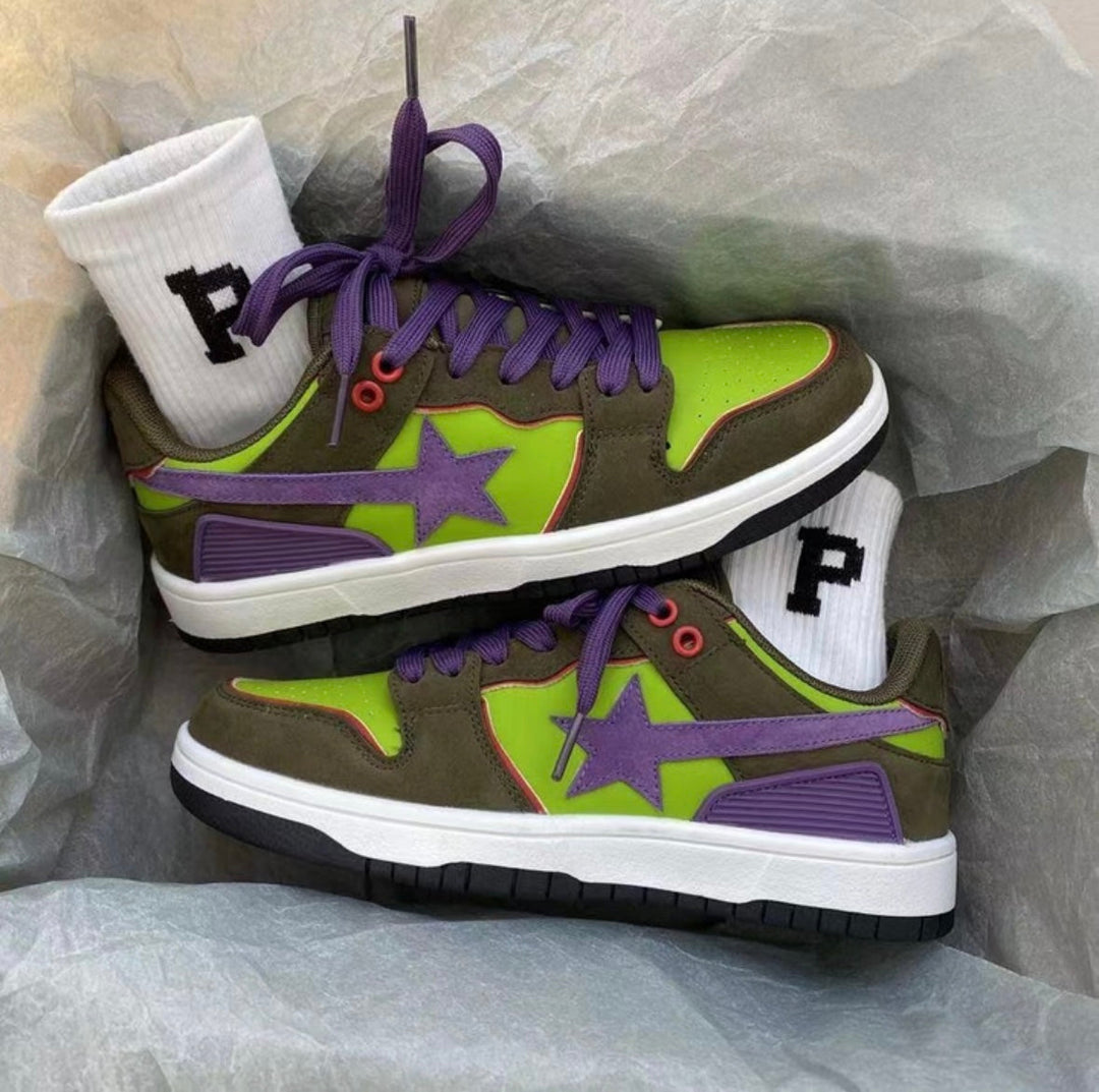 Heren comfortabele leren sneakers met sterren, perfect voor lente en herfst. Trendy mode schoenen met grip.