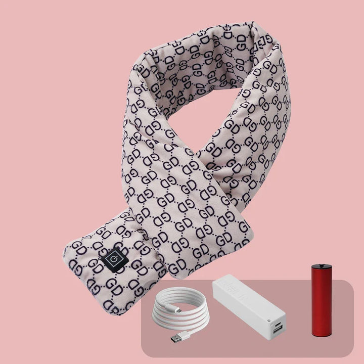 Compact gevouwen Merel uniseks verwarmde sjaal, makkelijk mee te nemen voor warmte onderweg.
