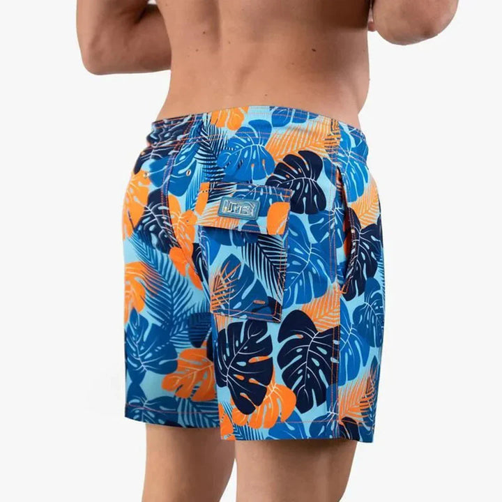 Detailopname van de sneldrogende, comfortabele stof van de heren zwemboxer.