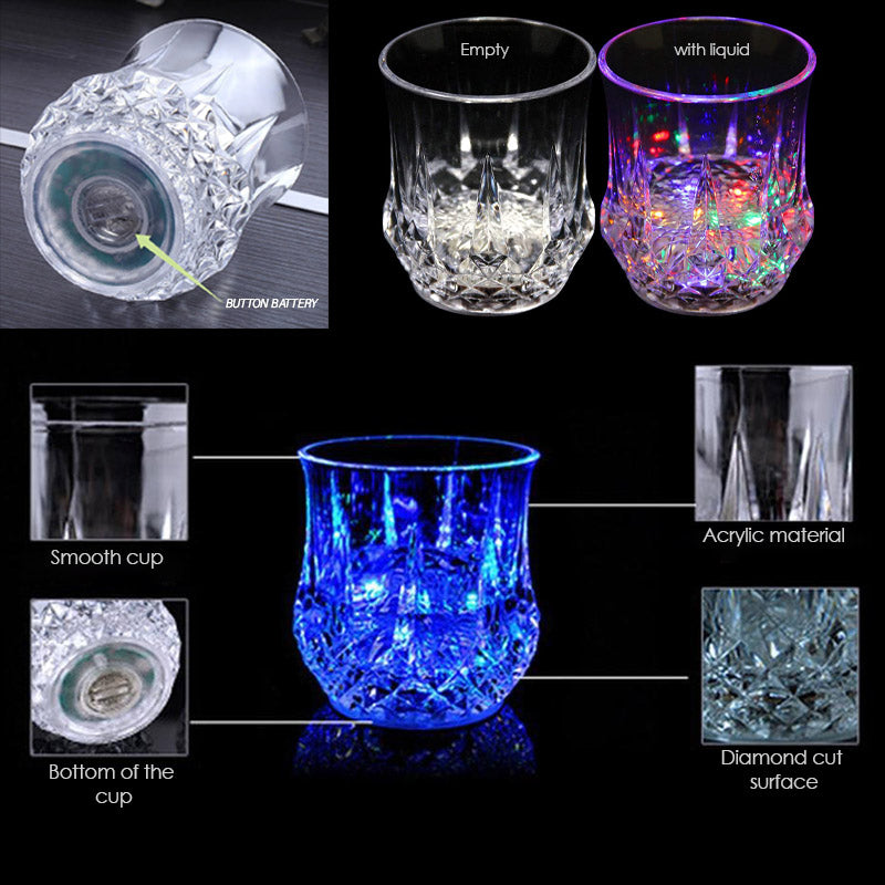 Moderne LED drinkware glazen voor party's en evenementen; onbreekbaar design en sfeervolle verlichting.