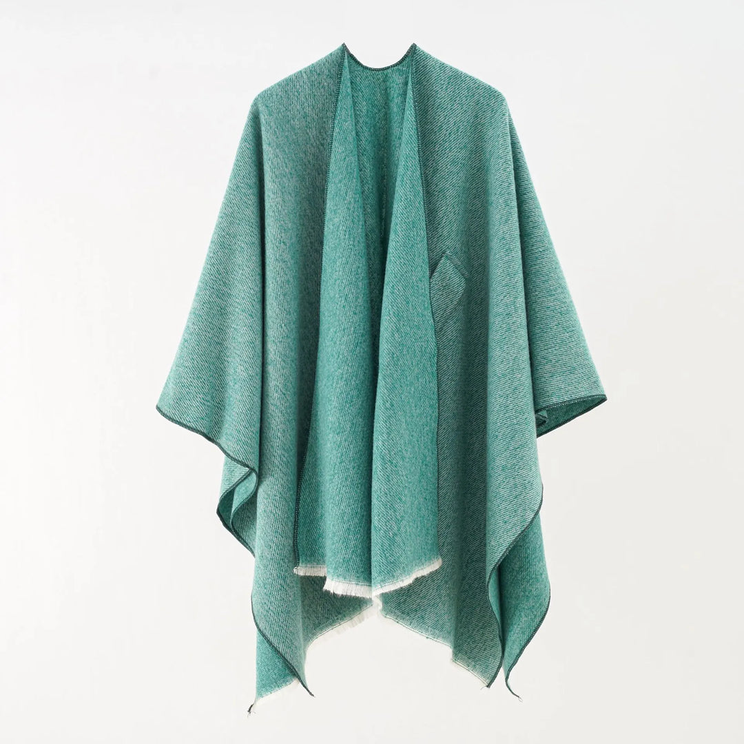 Retro damesponcho vest, kasjmier look, comfortabel en warm voor damesmode.