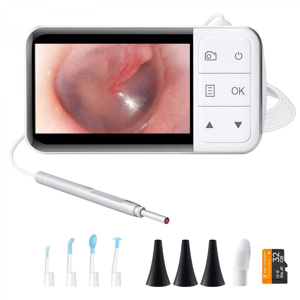 Digitale otoscoop met 4,5 inch HD scherm voor nauwkeurige oorinspectie thuis. Ideaal voor oorverzorging.