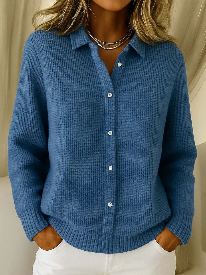 Comfortabele dames polo trui, een stijlvolle en veelzijdige top met lange mouwen voor elke gelegenheid.