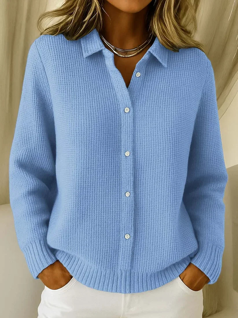 Elegante dames polo trui met lange mouwen, perfect voor comfort en stijlvolle casual chic looks.