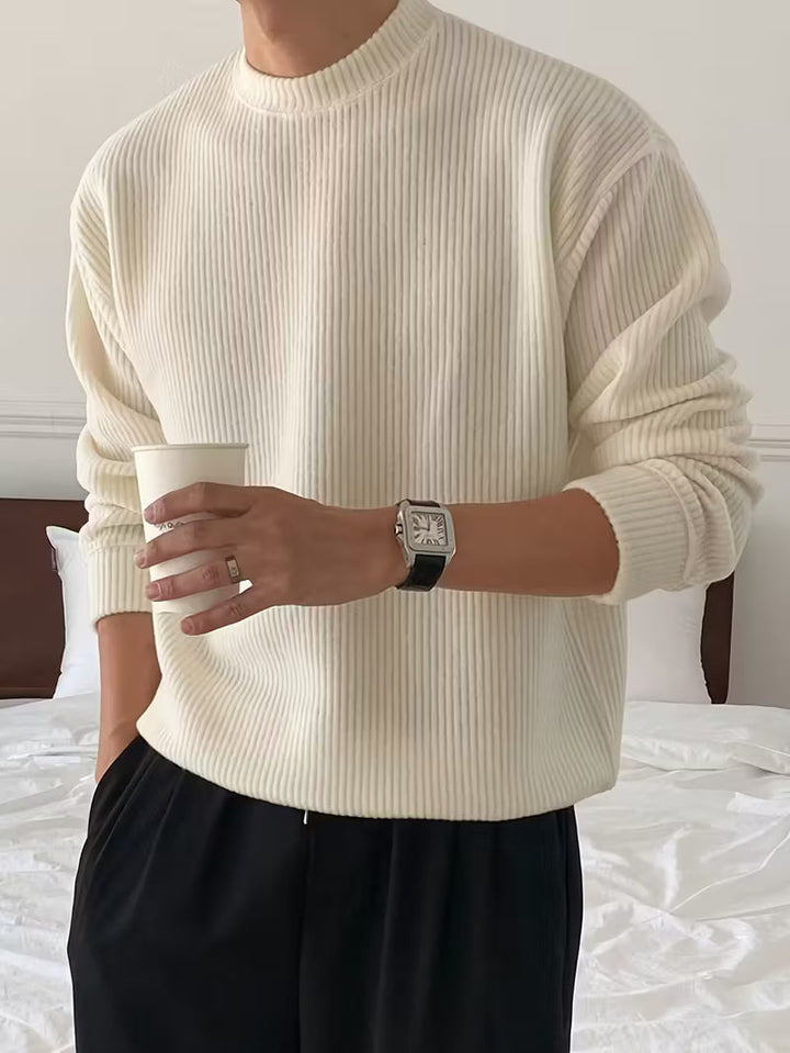 Heren casual trui met ronde hals, comfortabel en stijlvol voor herfst en winter.
