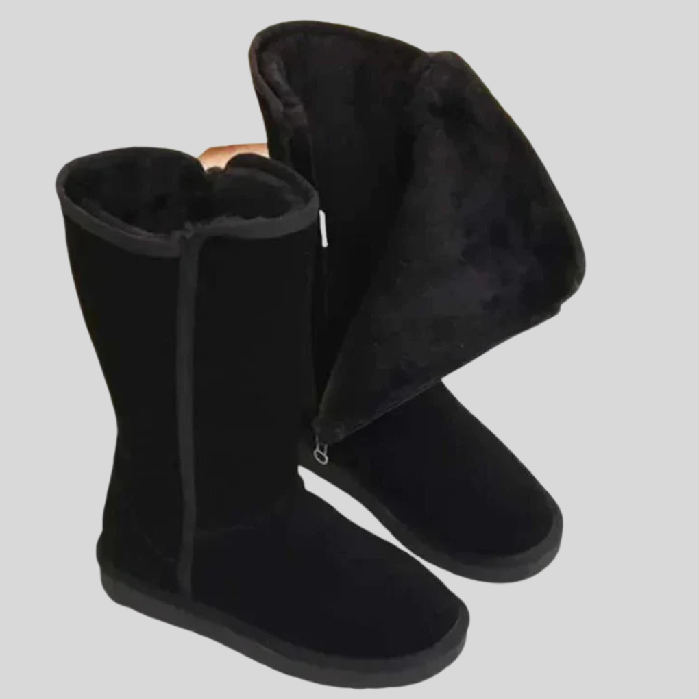 Zwarte Stella gevoerde dameslaars, comfortabel en waterafstotend met anti-slip zool. Ideaal voor de winter.